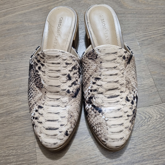 Gibson Latimer women's snake print pointed toe mules shoes Size 7.5 - Picture 2 of 9
